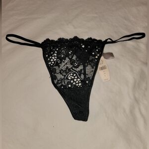 Victoria's Secret Black Lace Thong (L)
